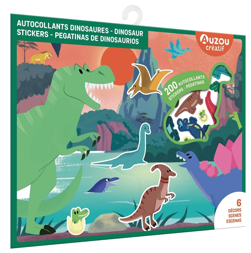 PEGATINAS DE DINOSAURIOS. ESTUCHE DE ARTISTA