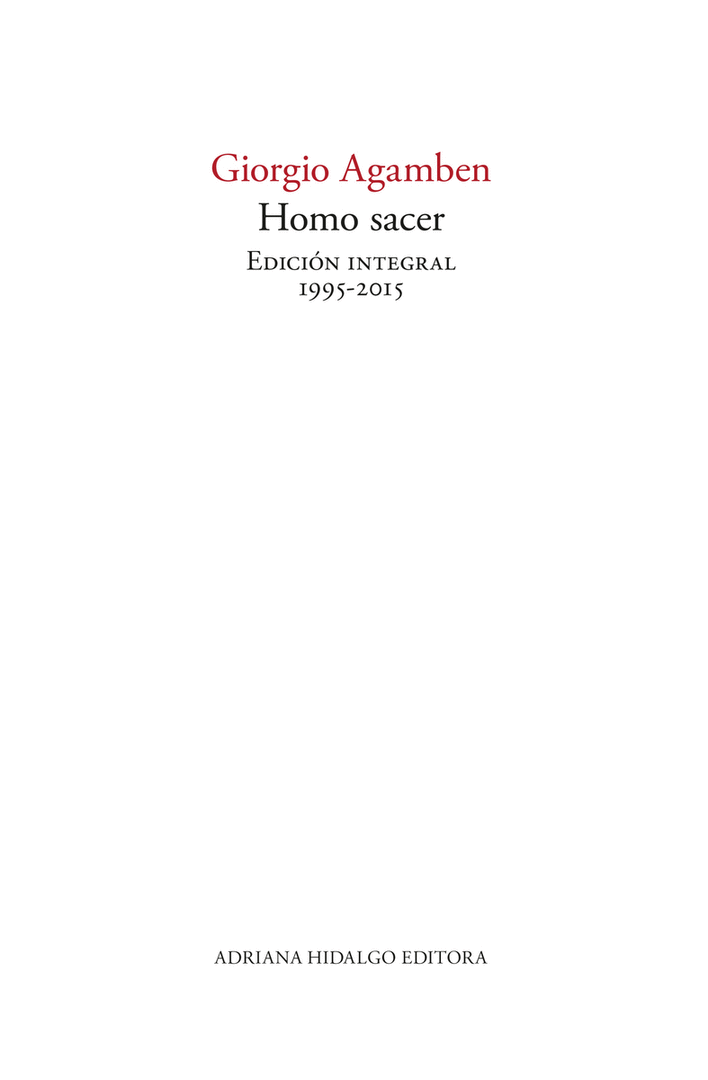 HOMO SACER. EDICION INTEGRAL